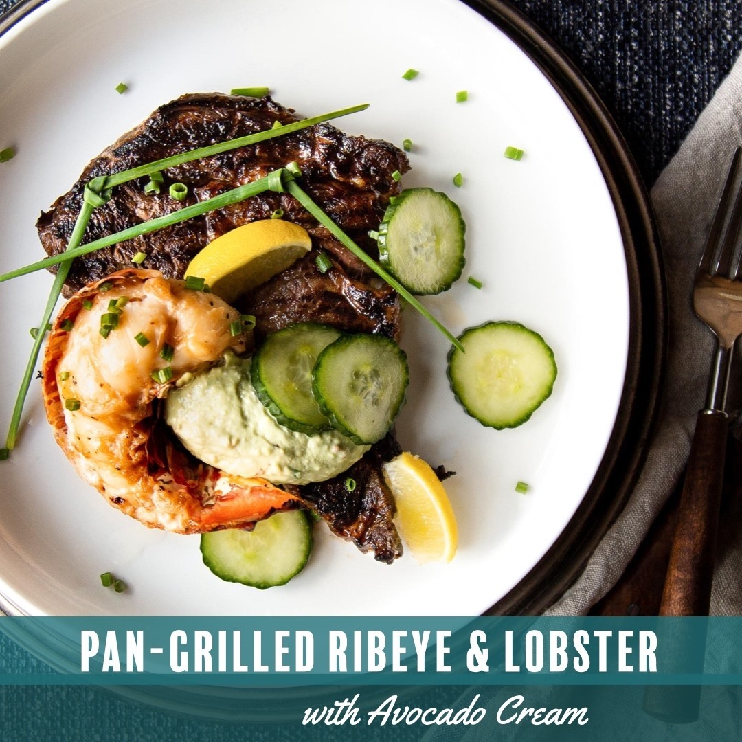 Savory, sweet, crisp, cool, buttery, tangy, delicious... this recipe is all that and more! Enjoy the contrasting flavors and exciting concept of our unique take on the classic surf and turf combination! 

#steak #ribeye #lobster #avocado #food #cucumber #lemon #dinner #delicious #taste #tastethebeautifullife #surfandturf #be #beathebeautifullife