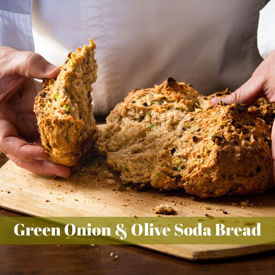 Is it bread? Is it a biscuit? Whatever it is, it’s delicious! A delicate bite of peppery green onions with salty green olives in a buttery loaf is simply beautiful.

#Irish #sodabread #biscuit #bread #olive #greenonion #green #greenolives #pepper #salt #quickbread #butter #taste #tastethebeautifullife #be #bethebeautifullife